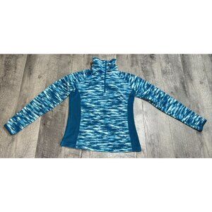 Columbia Sweater Womens Small Teal Fleece Pullover Lightweight 1/4 Zip Hiking‎